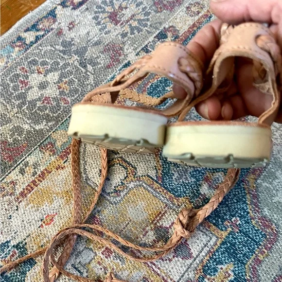 Braided Leather Huarache Sandals - Tan - Picture 3 of 6